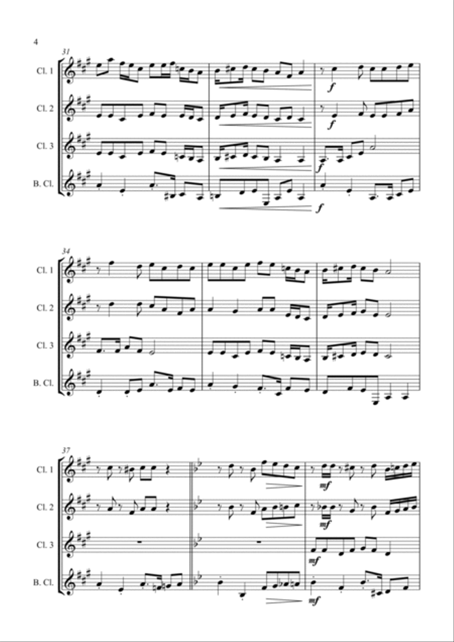 Camptown Races - For Clarinet Quartet Clarinet Quartet scores gallery preview page 4