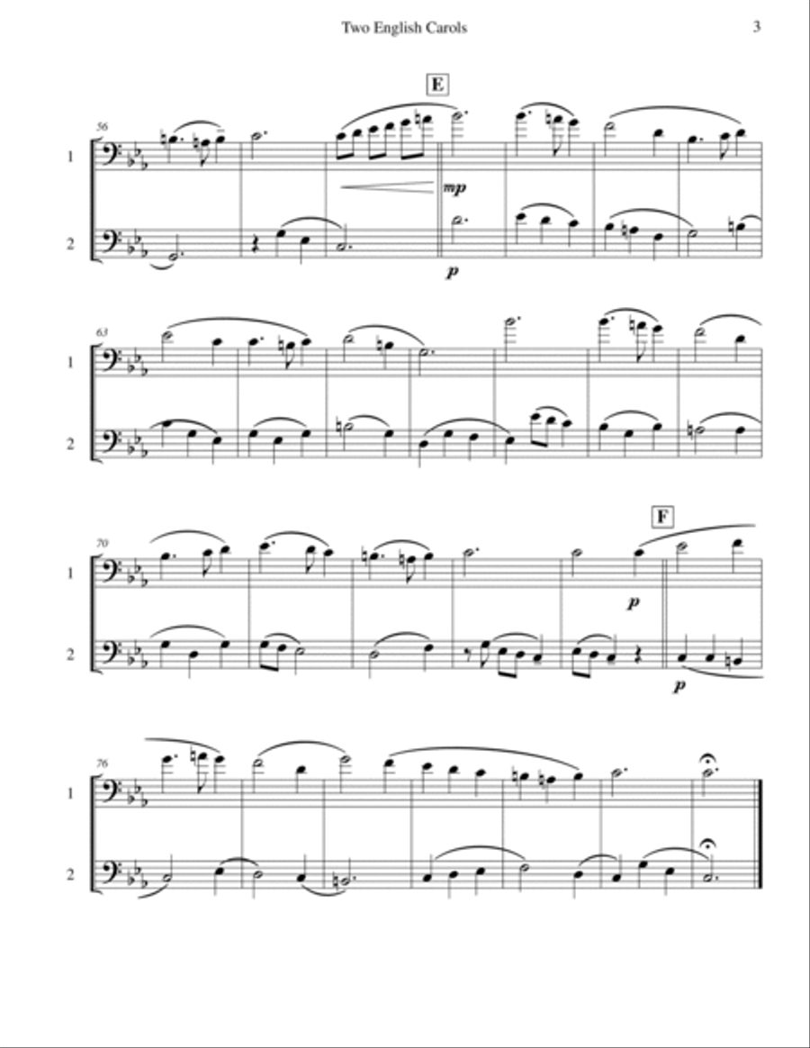 Two English Carols (Coventry Carol; What Child Is This?) Trombone Duet scores gallery preview page 3