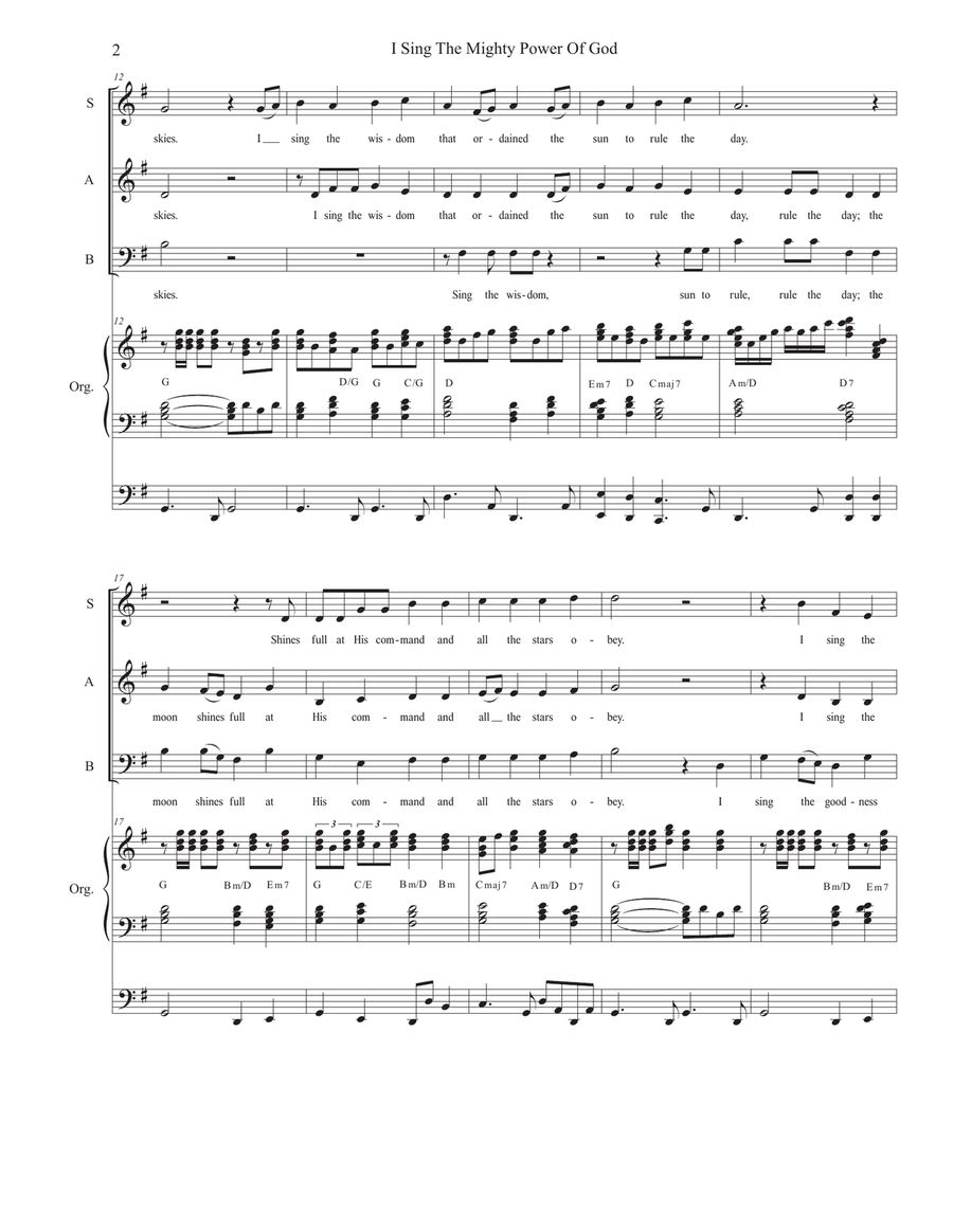 I Sing The Mighty Power Of God (SAB - Organ accompaniment) 3-Part scores gallery preview page 3
