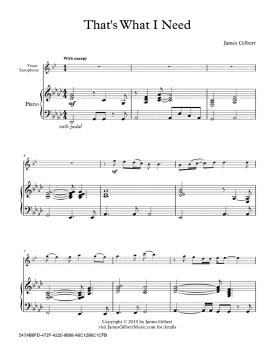 That's What I Need Tenor Saxophone scores gallery preview page 1