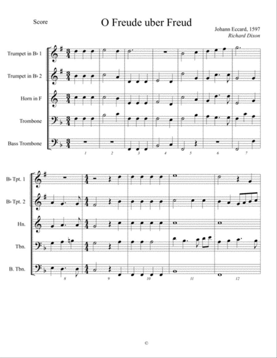 O Freude uber Freud Brass Ensemble scores gallery preview page 1