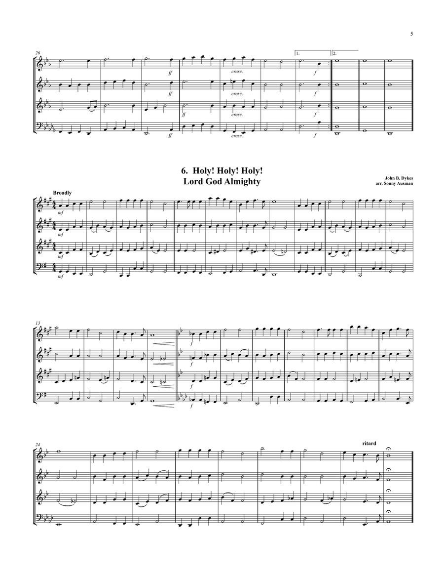 15 Hymns & Spirituals for Trombone Quartet-Bb Treble clef Trombone Quartet scores gallery preview page 4