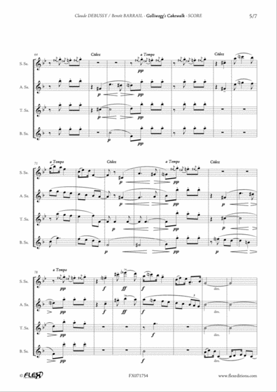 Golliwogg's Cakewalk Saxophone Quartet scores gallery preview page 5