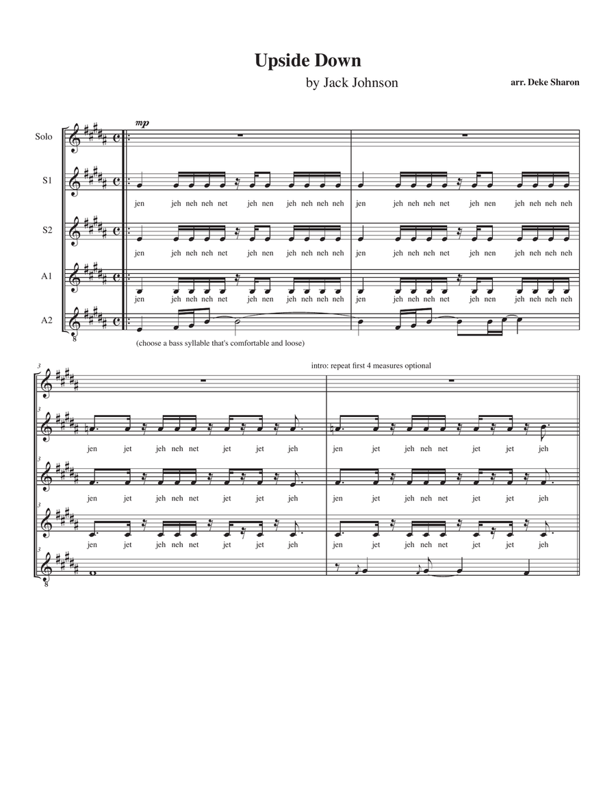 Upside Down from the Universal Pictures and Imagine Entertainment film CURIOUS GEORGE SSAA scores gallery preview page 1