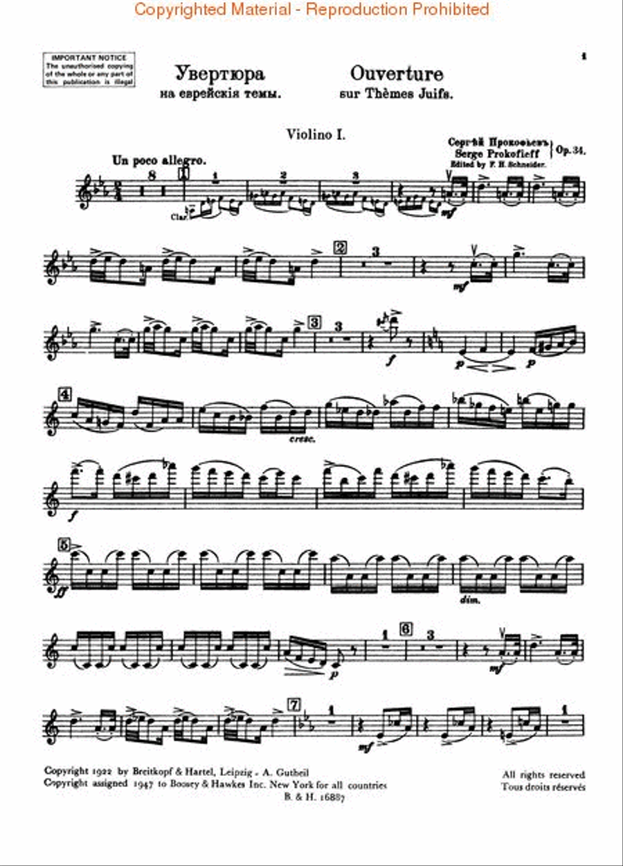 Overture on Hebrew Themes, Op. 34 Clarinet scores gallery preview page 4