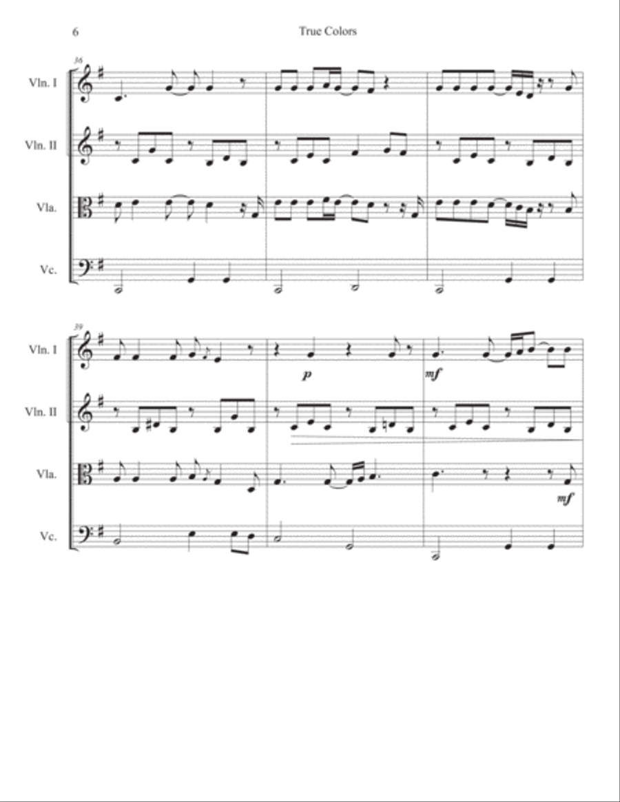 True Colors True Colors String Quartet scores gallery preview page 6