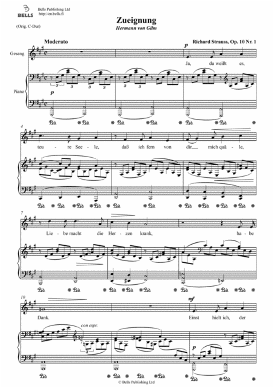 Zueignung, Op. 10 No. 1 (A Major) Voice Solo scores gallery preview page 1
