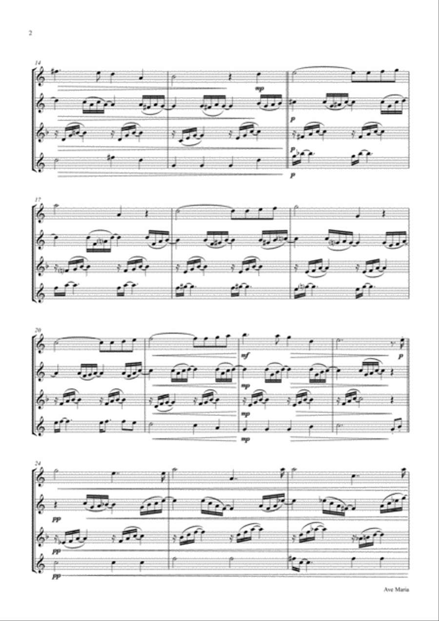 Ave Maria - Bach/Gounot - Flute Quartet Flute Quartet scores gallery preview page 2
