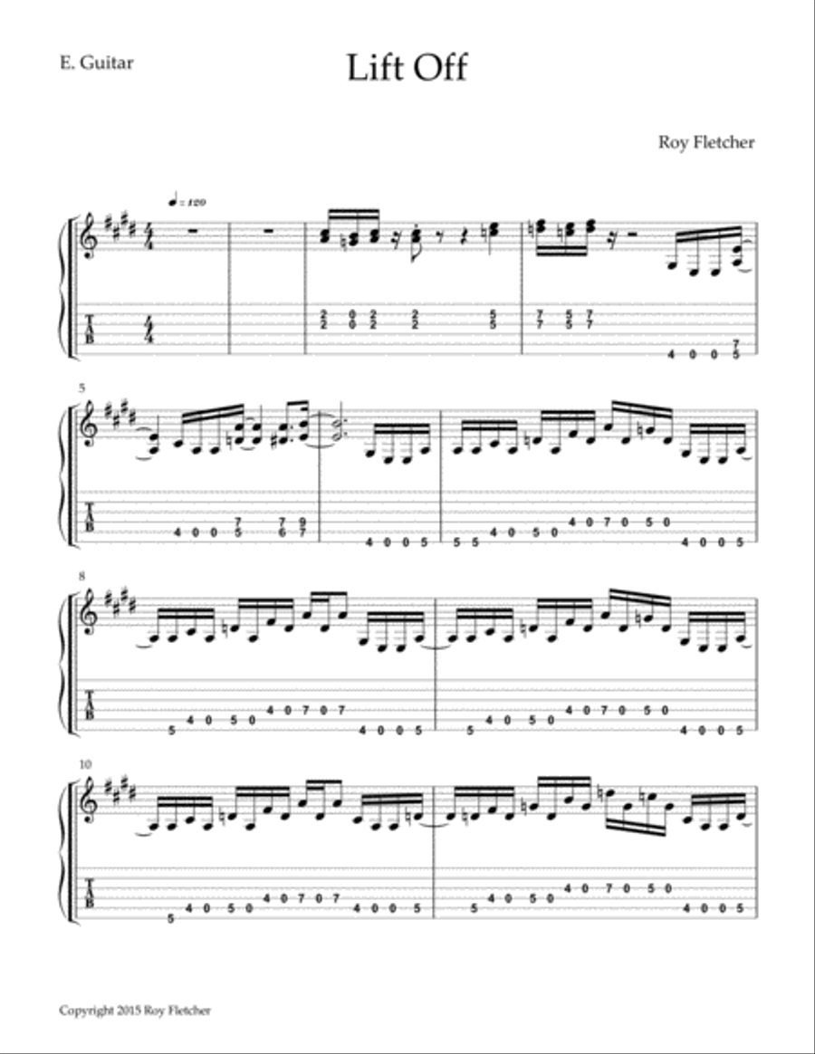Lift Off Guitar Tablature scores gallery preview page 1