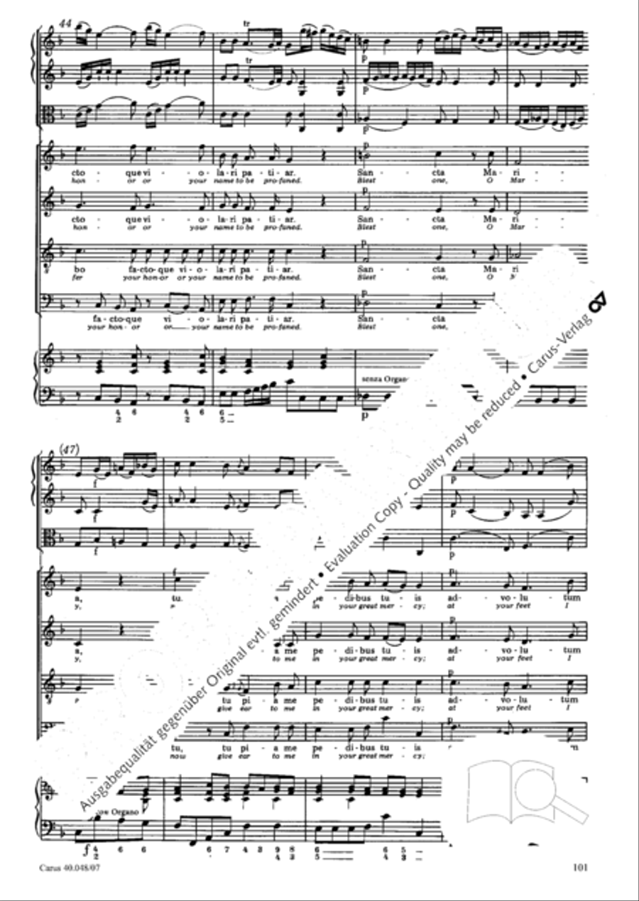 Regina coeli in B-Flat Major, K. 127 4-Part scores gallery preview page 102