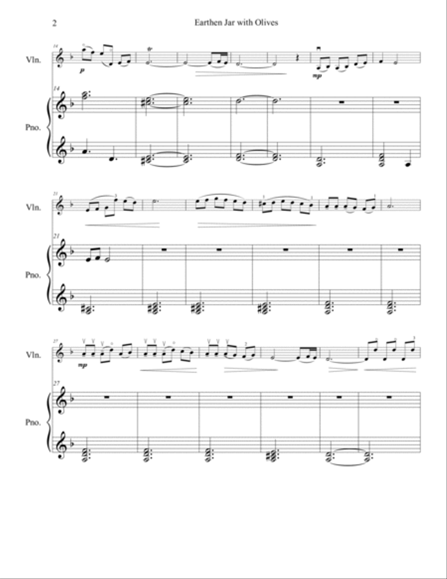 Earthen Jar with Olives (violin & piano score) Violin Solo scores gallery preview page 2