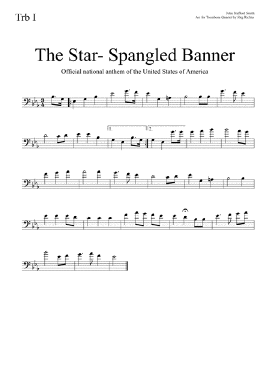 The Star- Spangled Banner for Trombone Quartet Brass Quartet scores gallery preview page 3