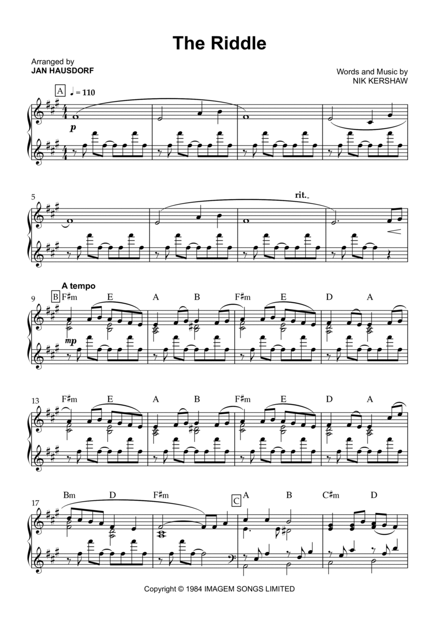 Riddle Riddle Piano Solo scores gallery preview page 1