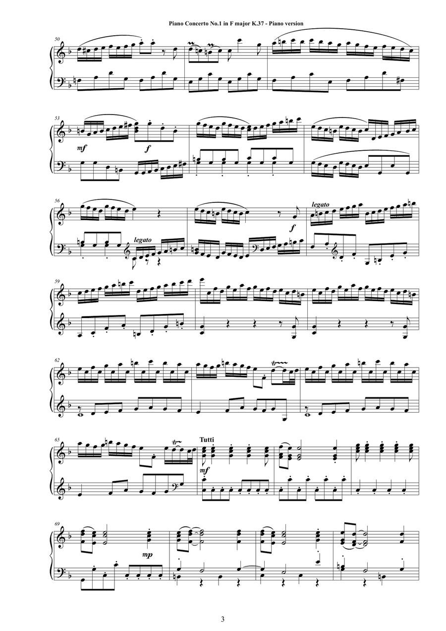 Mozart - Piano Concerto No.1 in F major K 37 for Piano version Mozart - Piano Concerto No.1 in F major K 37 for Piano version Piano Solo scores gallery preview page 3