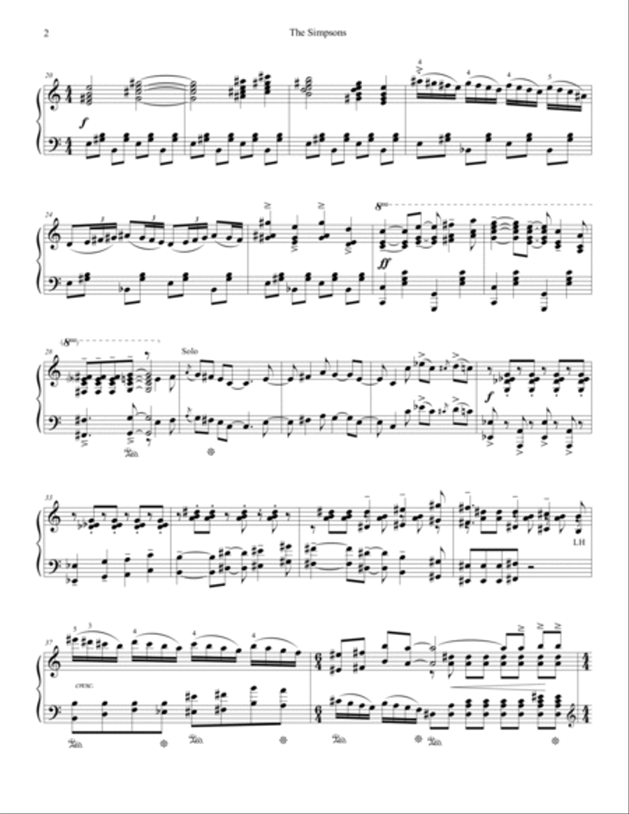 Theme From The Simpsons Theme From The Simpsons Piano Solo scores gallery preview page 2