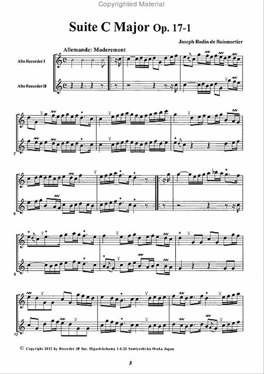 Suite for two Alto Recorders in C Major Op. 17-1 Alto Recorder scores gallery preview page 2