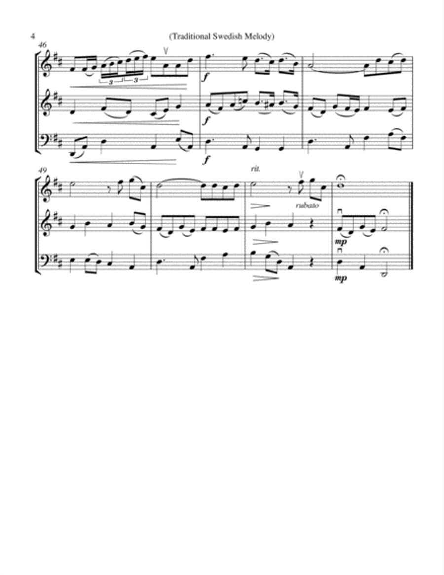 Swedish Folk Melody for String Trio (Violin 1, Violin 2, Cello) String Trio scores gallery preview page 5