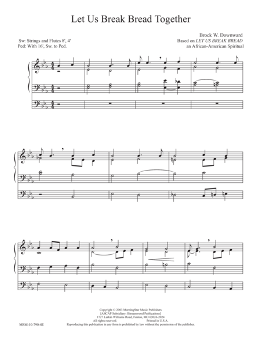 Let Us Break Bread Together Organ scores gallery preview page 1