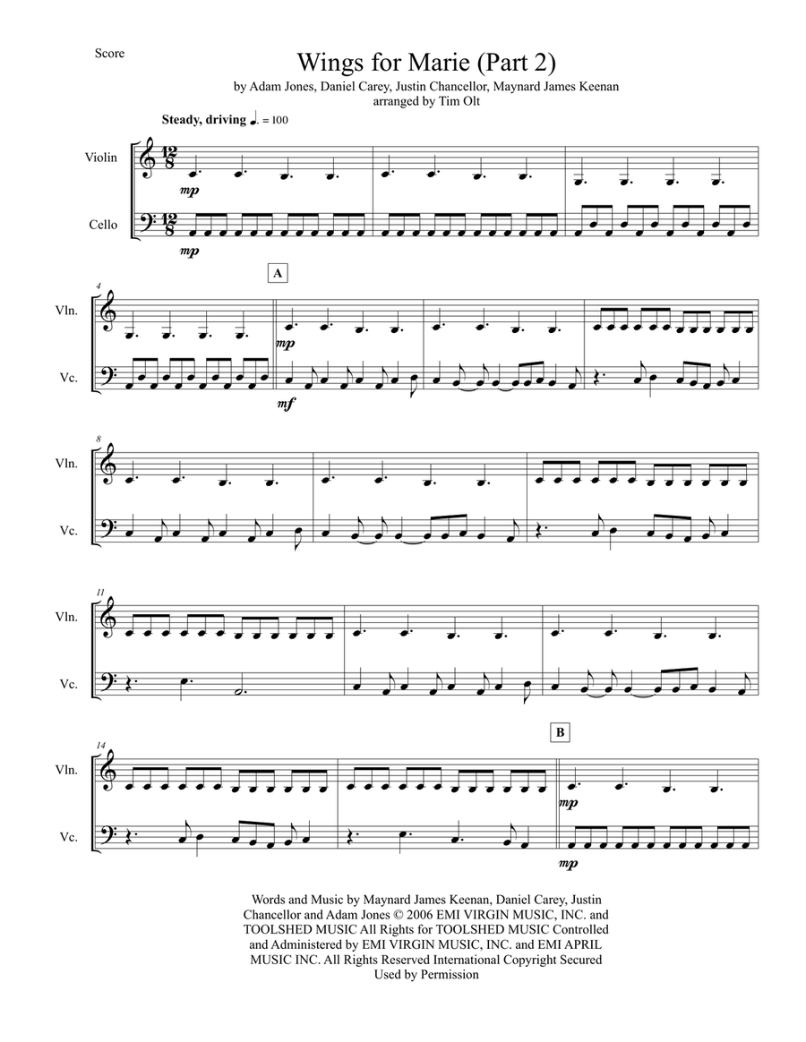 Wings For Marie (pt. 1) String Duet scores gallery preview page 1