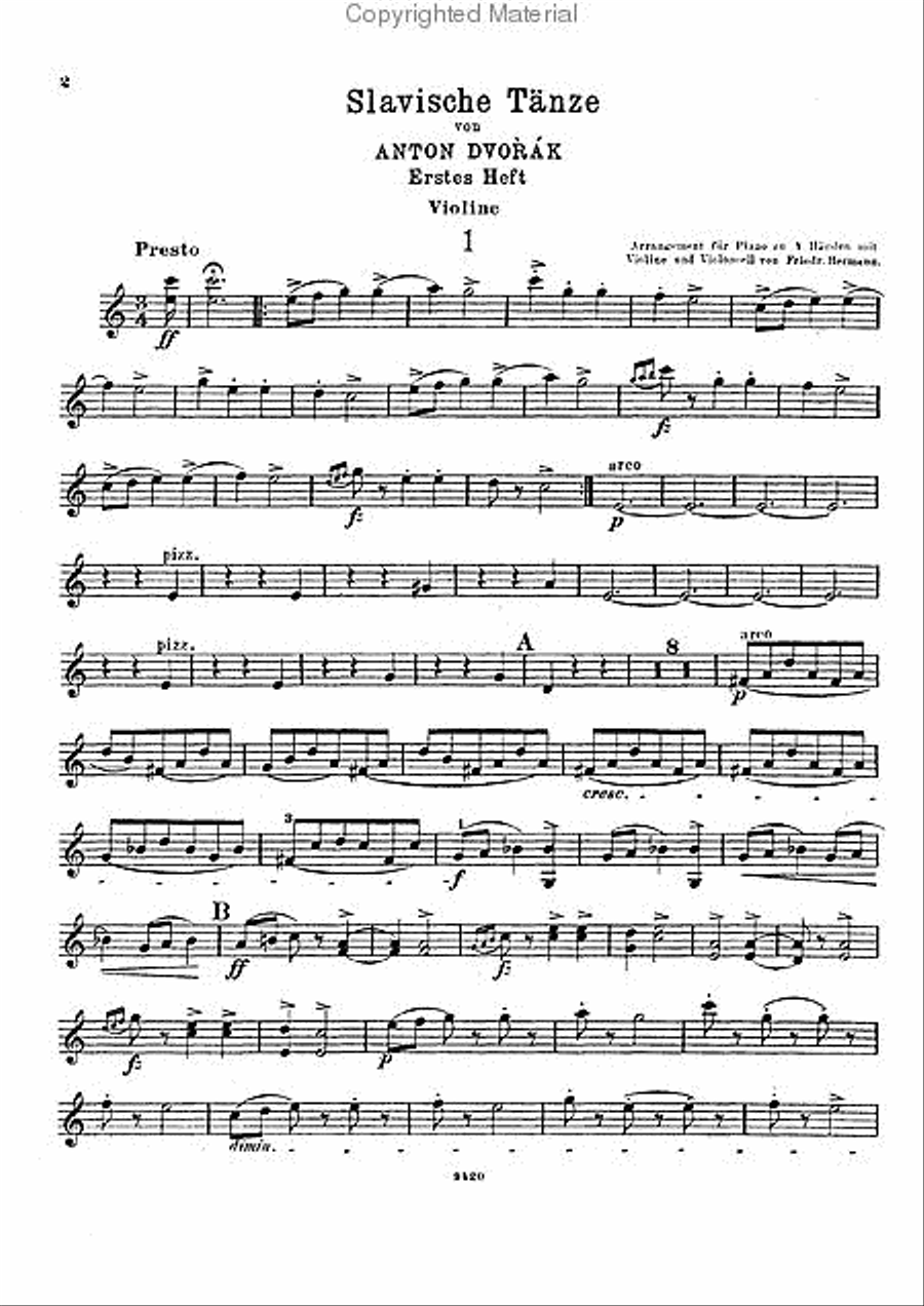 Slavische Tanze or Taenze or Tanze) (I) Violin scores gallery preview page 4