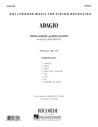Book cover for Adagio (arr. Jamin Hoffman) - Full Score