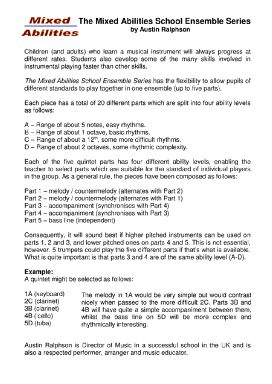 COMPLETE Mixed Abilities Classroom Ensemble Pack - mega value bundle for school groups Concert Band scores gallery preview page 4