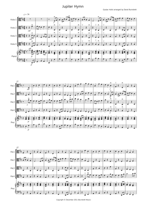 Book cover for Jupiter Hymn for Viola Quartet