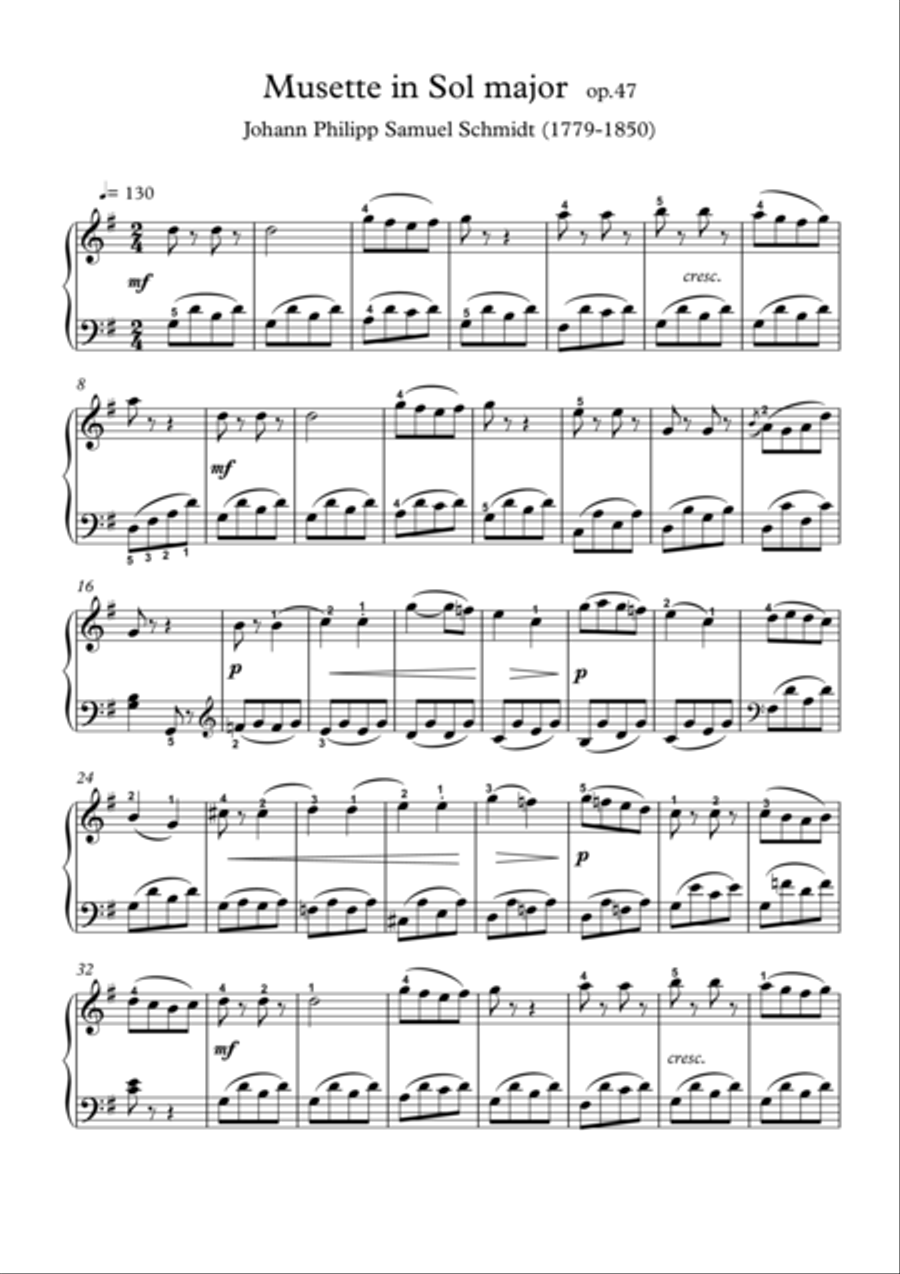 Musette in Sol major Piano Solo scores gallery preview page 1