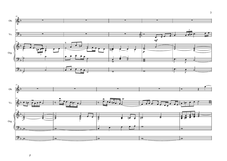 ADAGIO - D. Zipoli - Arr. for Oboe, Cello and organ. With parts. Small Ensemble scores gallery preview page 3