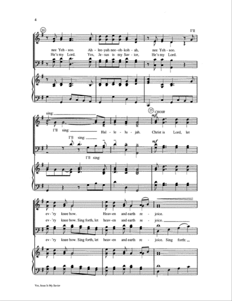 Yes, Jesus Is My Savior 4-Part scores gallery preview page 4