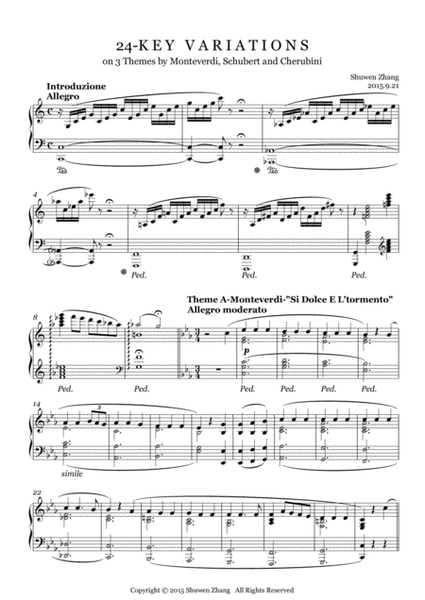24-Key Variations on 3 Themes by Monterverdi, Schubert and Cherubini