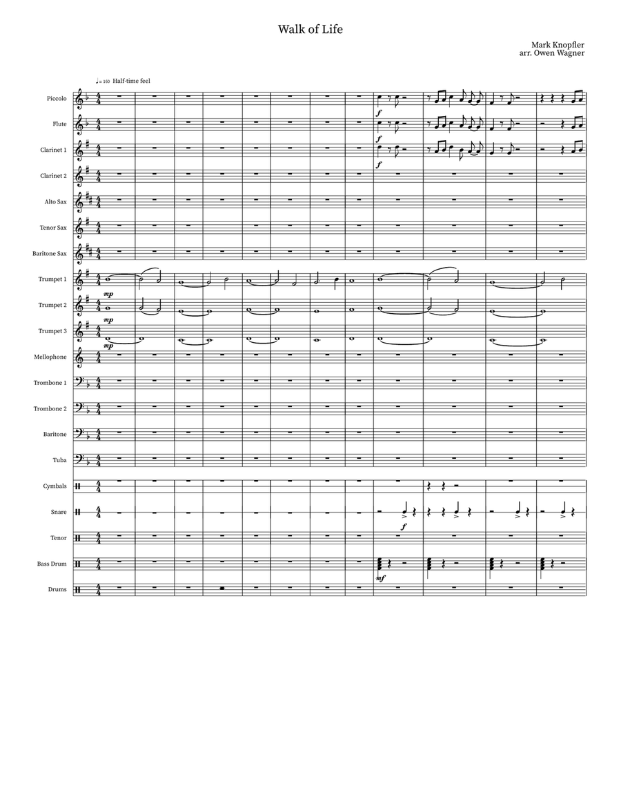 Walk Of Life Marching Band scores gallery preview page 1