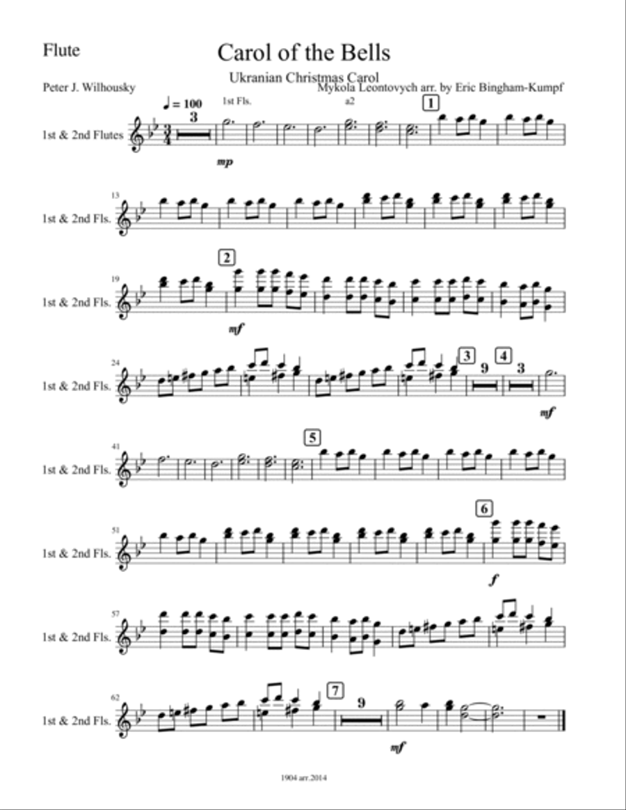 Carol of the Bells Concert Band scores gallery preview page 6