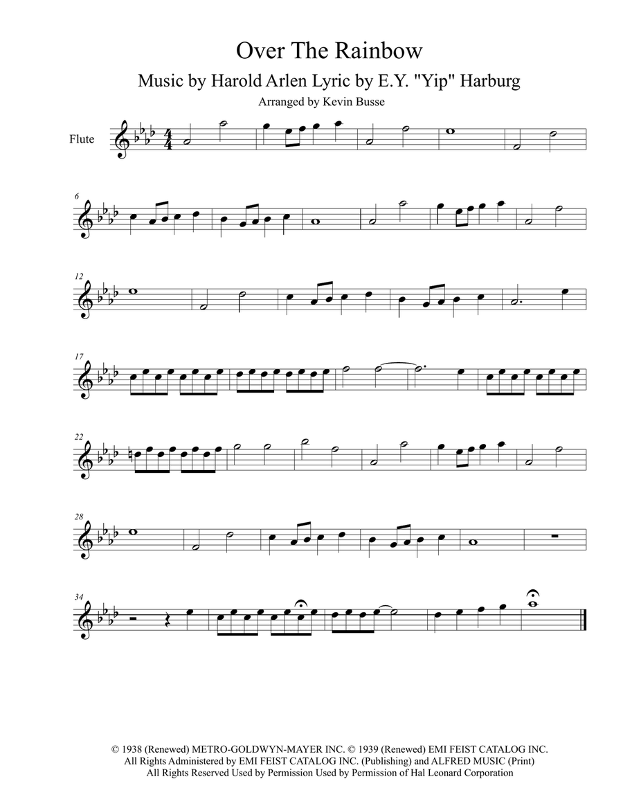 Over The Rainbow (from The Wizard Of Oz) Flute Solo scores gallery preview page 1