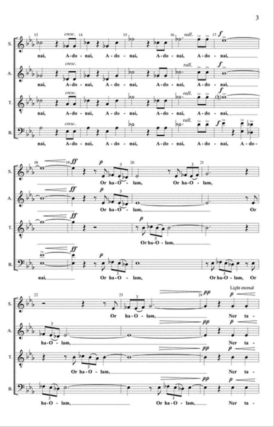 Adonai 'Or Ha-'Olam 4-Part scores gallery preview page 3