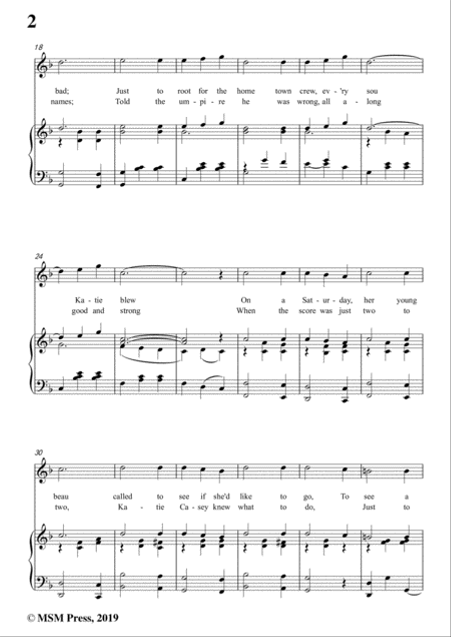 Albert Von Tilzer-Take Me Out To The Ball Game,in F Major,for Voice&Piano Voice scores gallery preview page 4