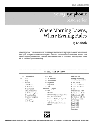 Where Morning Dawns, Where Evening Fades: Score