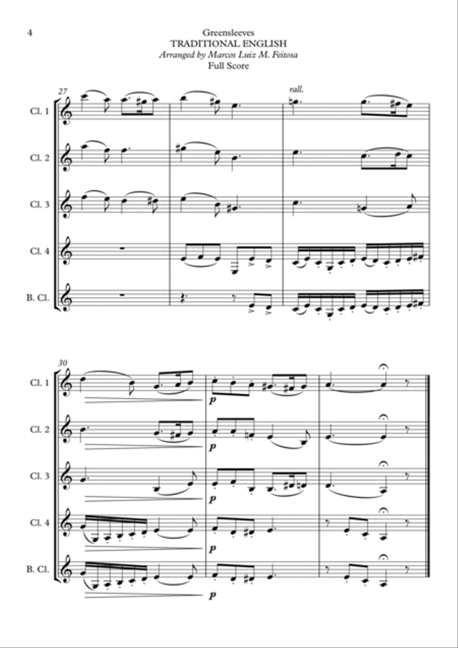 Greensleeves - Clarinet Quintet Clarinet Quintet scores gallery preview page 6