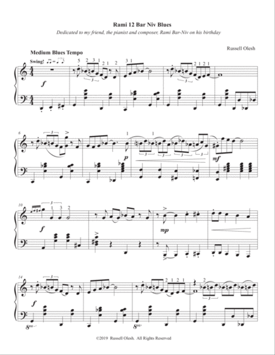 Rami 12 Bar Niv Blues Piano Solo scores gallery preview page 4