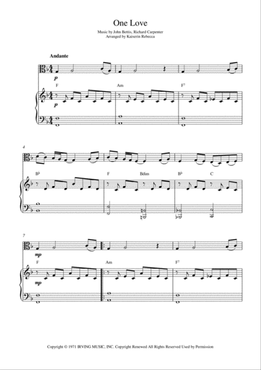 One Love Viola scores gallery preview page 1