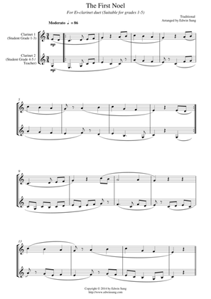 The First Noel (for Eb-clarinet duet, suitable for grades 1-5)