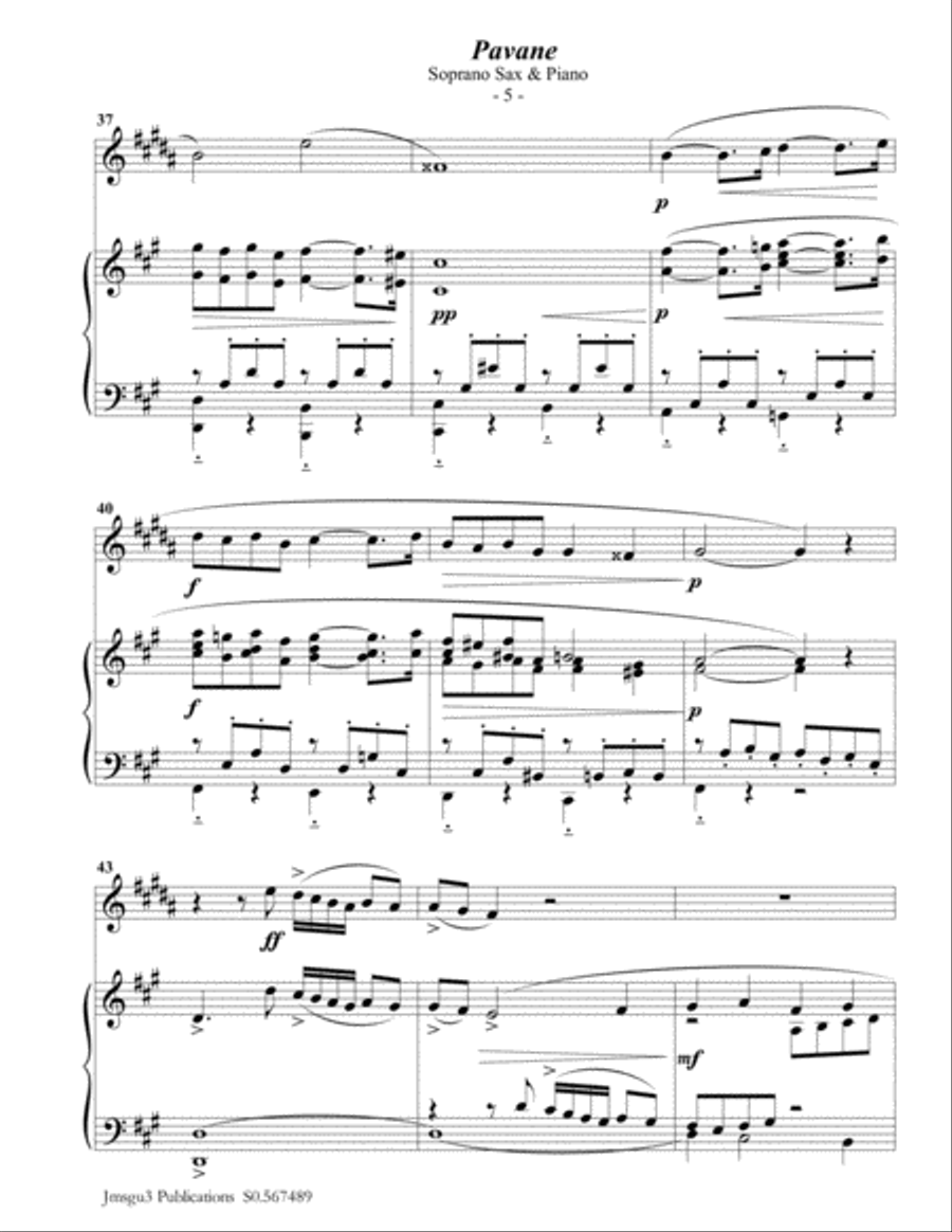 Fauré: Pavane Op. 50 for Soprano Sax & Piano Fauré: Pavane Op. 50 for Soprano Sax & Piano Soprano Saxophone scores gallery preview page 5