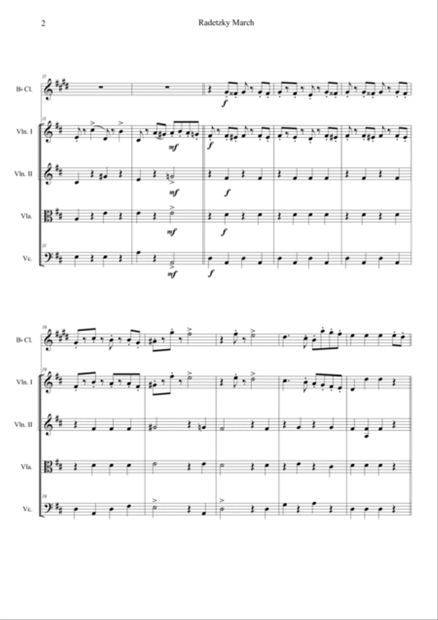 Radetzky Marsch Radetzky Marsch Clarinet scores gallery preview page 2