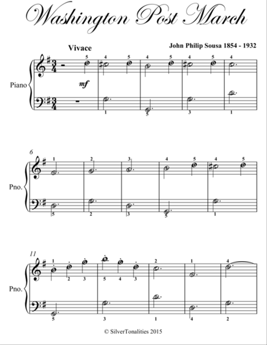 Washington Post March Easiest Piano Sheet Music Easy Piano scores gallery preview page 2
