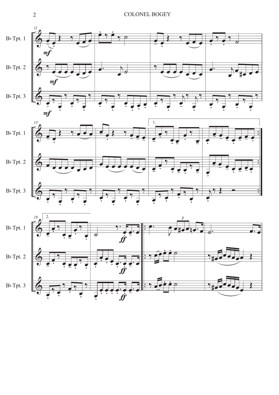Colonel Bogey - Trumpet Trio Trumpet Trio scores gallery preview page 2