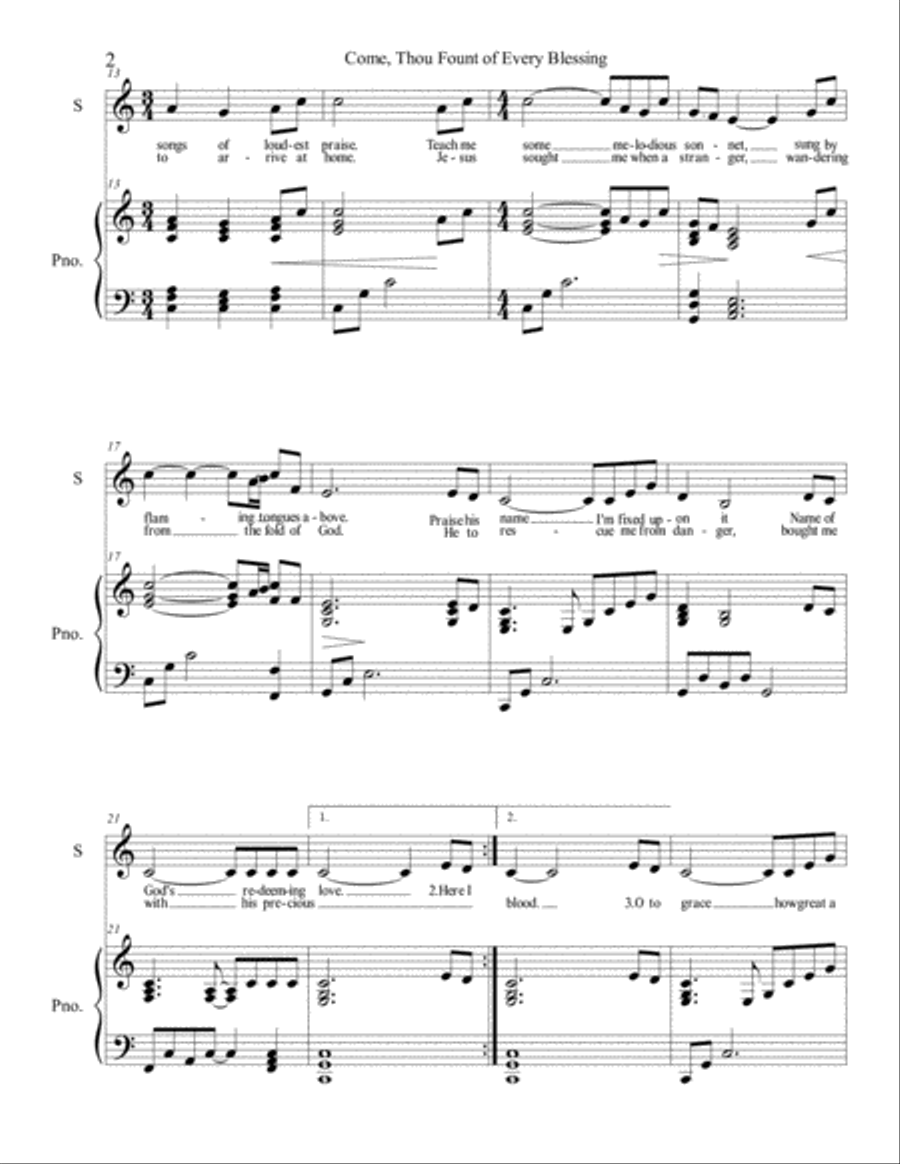 Come, Thou Fount of Every Blessing High Voice scores gallery preview page 2
