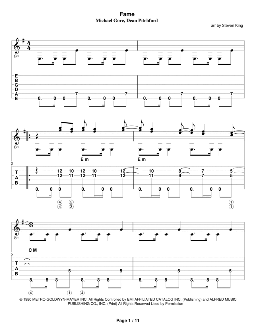 Fame Electric Guitar scores gallery preview page 1