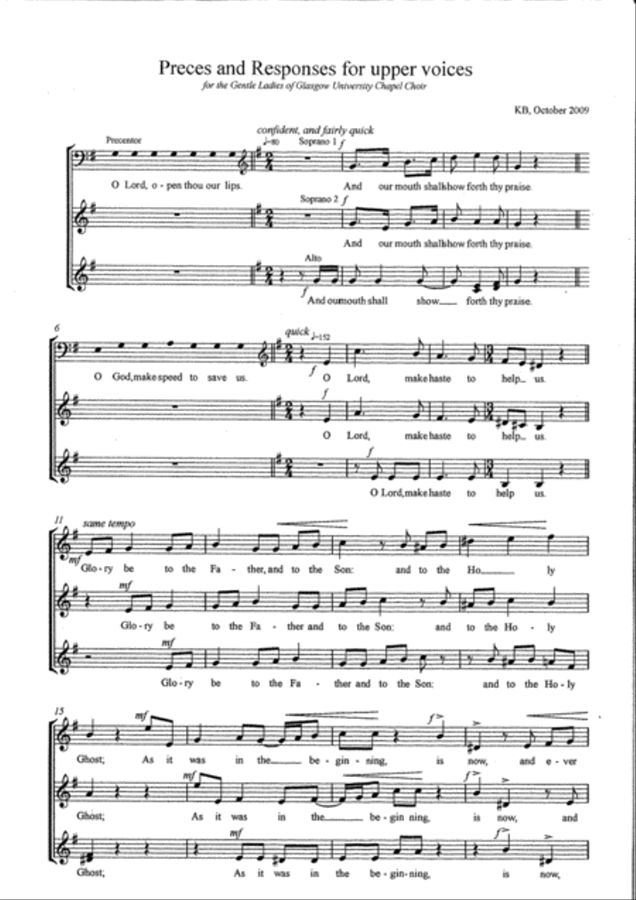 Preces and Responses for upper voices (SSAA) SSAA scores gallery preview page 1