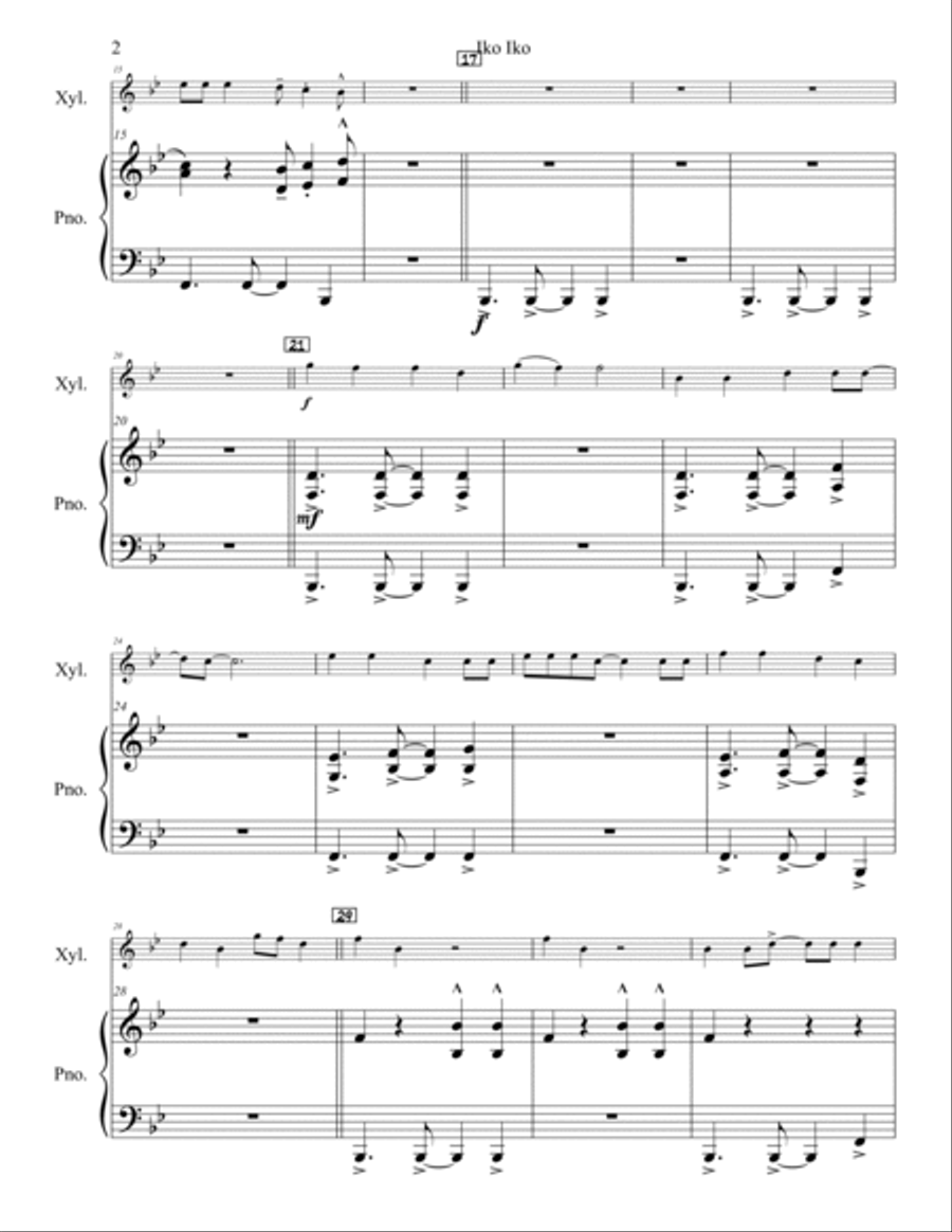 Iko Iko Piano scores gallery preview page 3