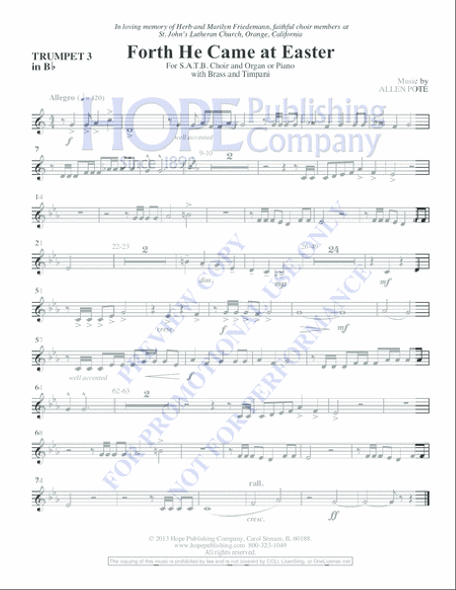 Forth He Came at Easter 4-Part scores gallery preview page 15